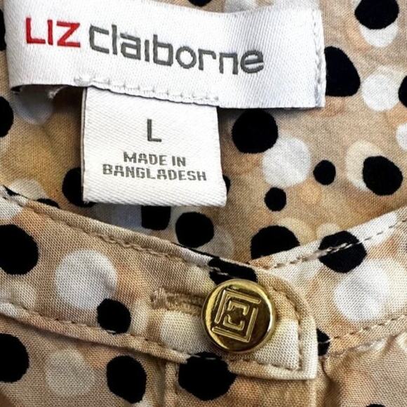 Liz Claiborne Polka Dot Blouse Size L Sleeveless Workwear Office Top Rayon - Picture 4 of 5